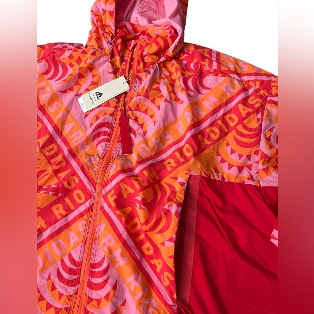 FARM RIO X ADIDAS LONG JACKET WINBREAKER TROPICAL TRENCH SOCCER TRAINING COAT - Picture 6 of 13
